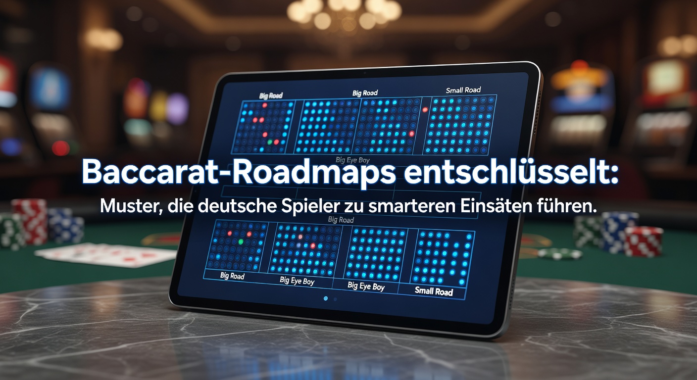 Baccarat-Roadmap mit farbigen Mustern auf einem Spielschirm, die Streaks und Chops in einem Live-Baccarat-Spiel darstellen