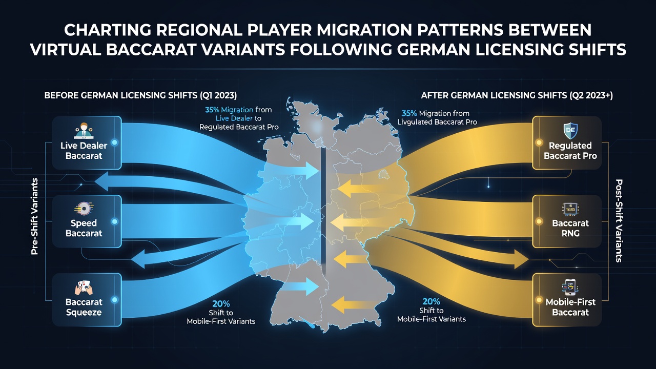 Karte mit regionalen Migrationsmustern von Baccarat-Spielern in Deutschland nach Lizenzänderungen