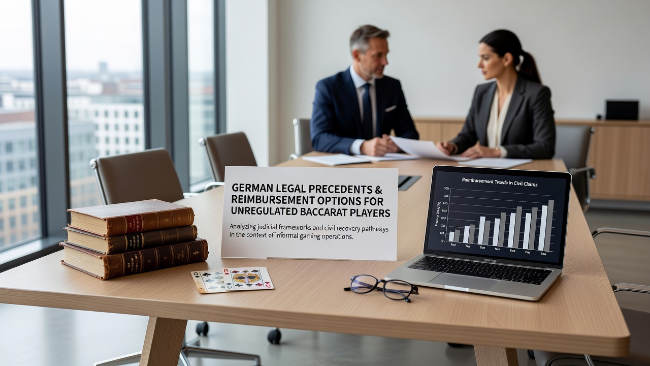 Rechtliche Dokumente und Baccarat-Spielfläche als Symbol für regulatorische Einflüsse