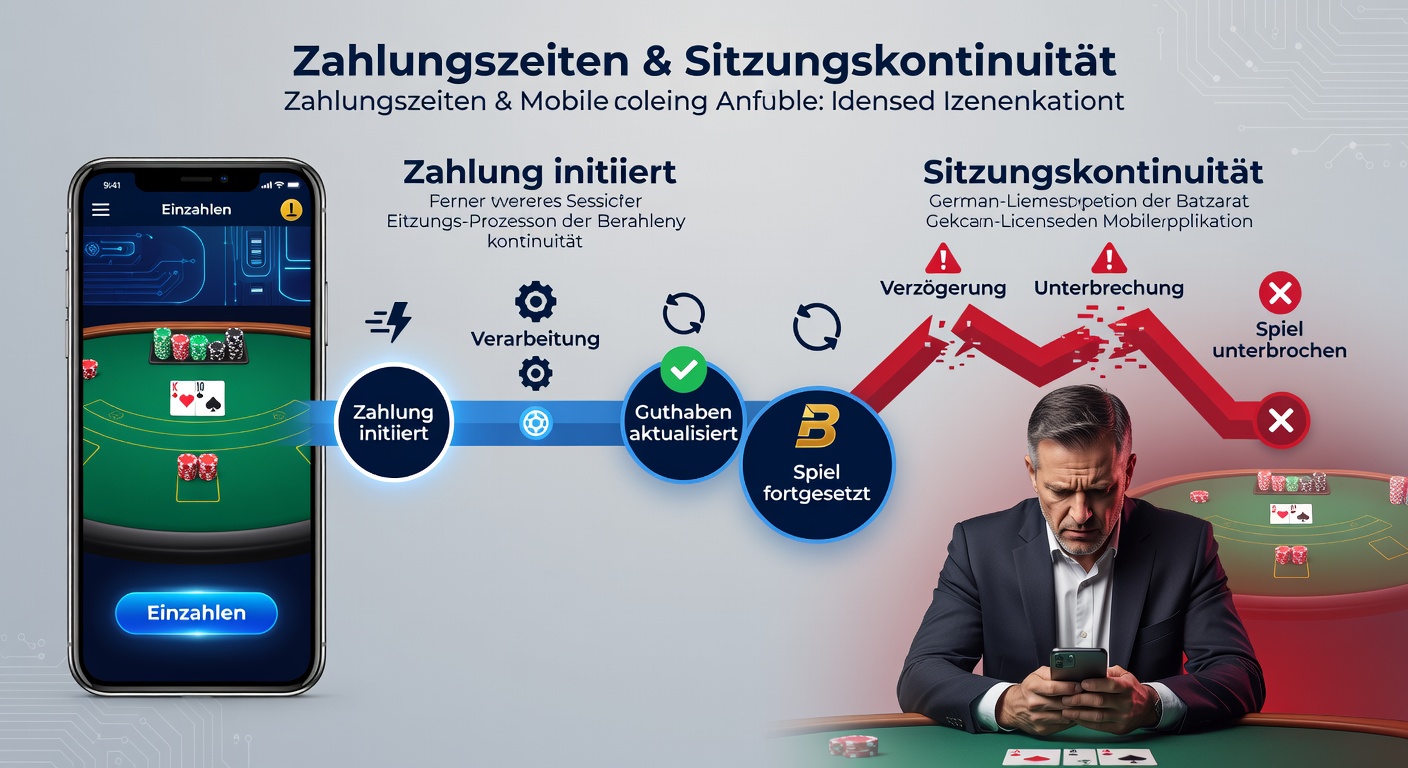 Darstellung der Zahlungsabwicklung in einer deutschen Baccarat-App mit Fokus auf Verarbeitungszeiten und Session-Fortsetzung