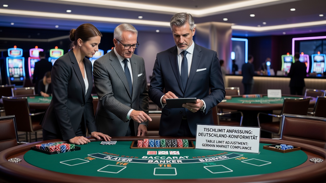 Baccarat-Tisch mit angepassten Limits in einem lizenzierten deutschen Casino-Setting